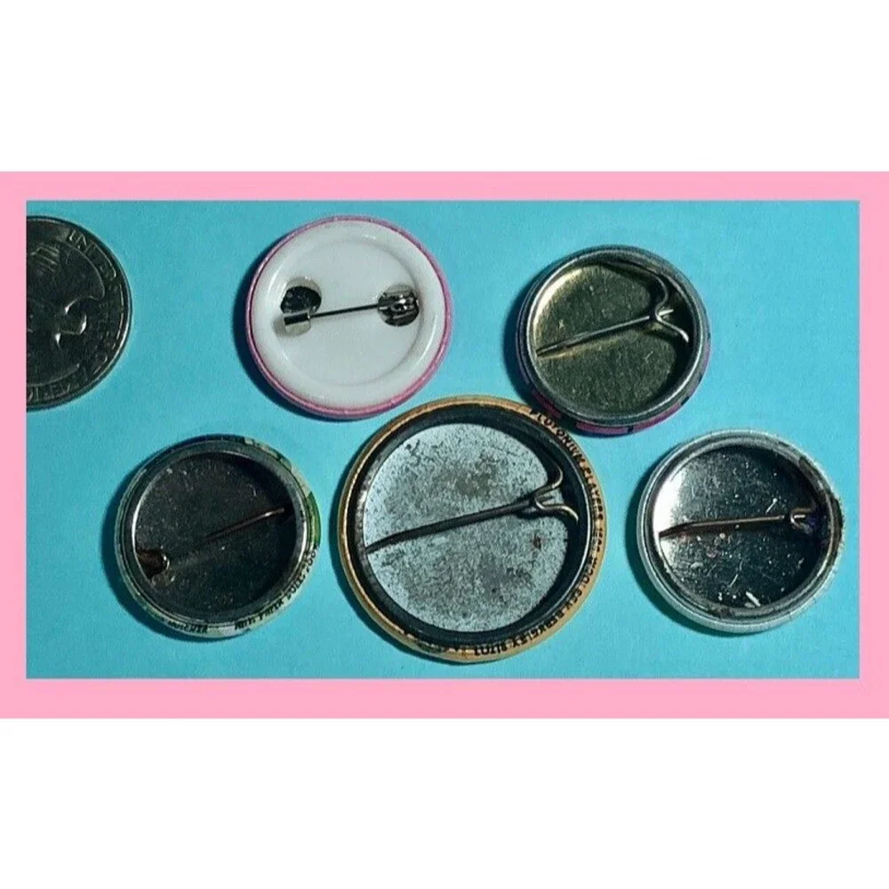 5 Vintage to New, Women's Movement related Pinbacks ,'Ladies Against Women' ++
